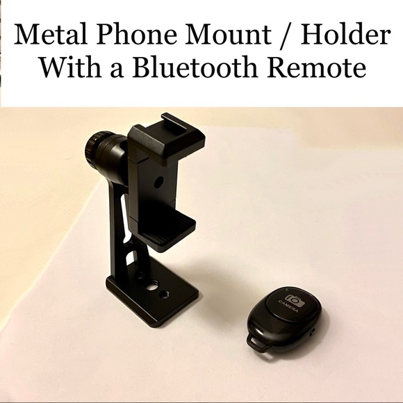 Metal Phone Mount with Bluetooth Remote Selfie Pictures Photos - Picture 1 of 9